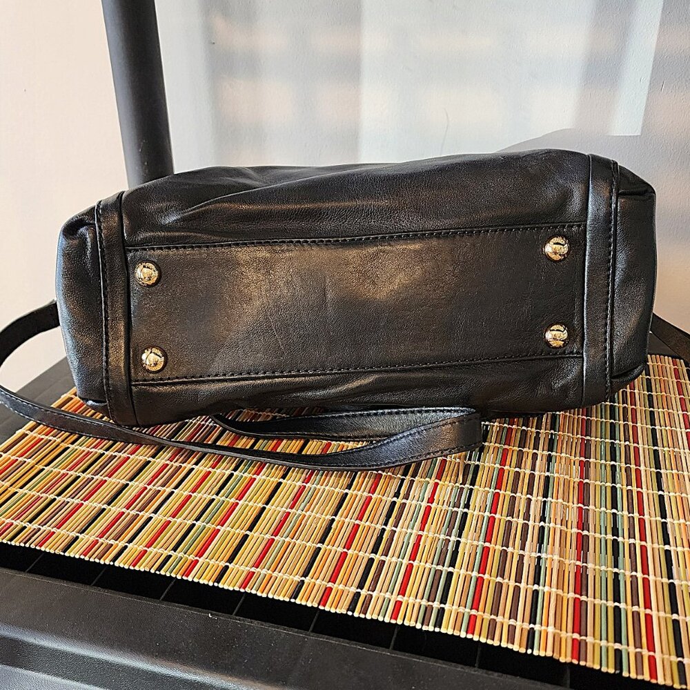 Michael Kors Black Leather Satchel with Cross Body Leather Strap - Picture 6 of 10